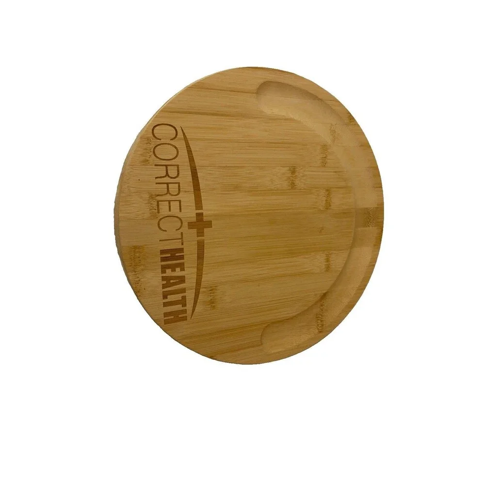 Correct Health Bamboo Charcuterie Cheese Board Set 6 Knives Round 12”